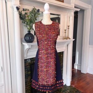 DIANE VON FURSTENBERG Jacey Rubiate Tweed Sleeveless Shift Dress Size 6